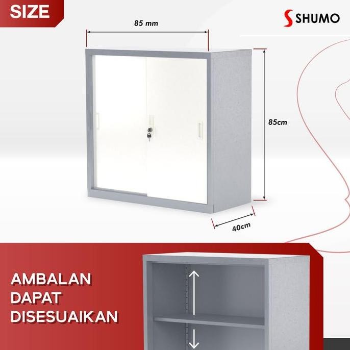 CARGO | Lemari Arsip Besi 2 Pintu Sliding Pendek|Lemari sleding Kantor
