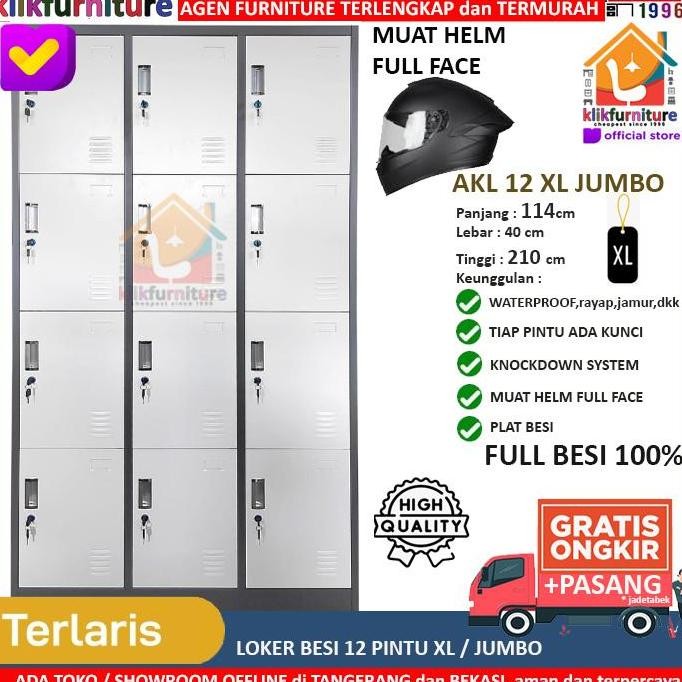 TERBARU - Loker HELMET HELM Full Face Loker Besi 12 Pintu Jumbo XL