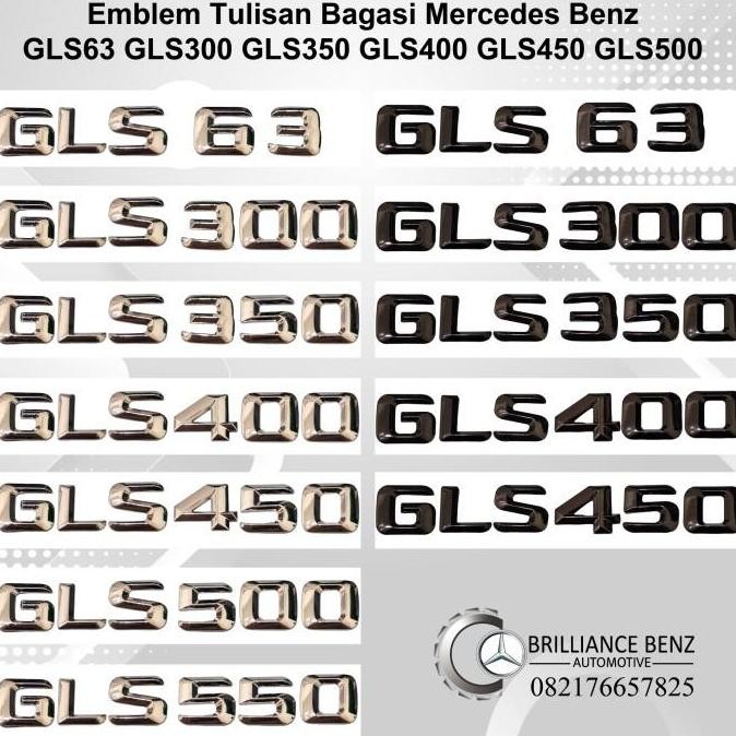Emblem Tulisan Mercedes Gls63 Gls300 Gls350 Gls400 Gls450 Gls500 Mercy