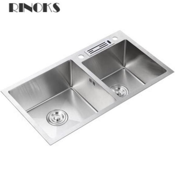 RINOKS bak cuci piriing 2 lubang tebal + tirisan keranjang