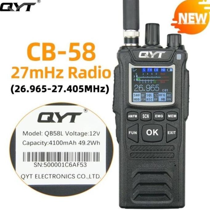 TERBARU - QYT CB-58 AM FM 27MHz HT CB Handheld Radio Walkie Talkie CB58 QB58L