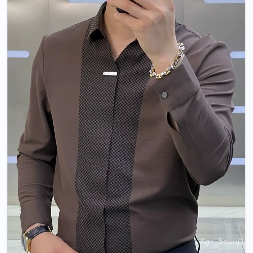 Kemeja Pria Slim Fit Serbaguna Trendy Gaya Korea Inggris