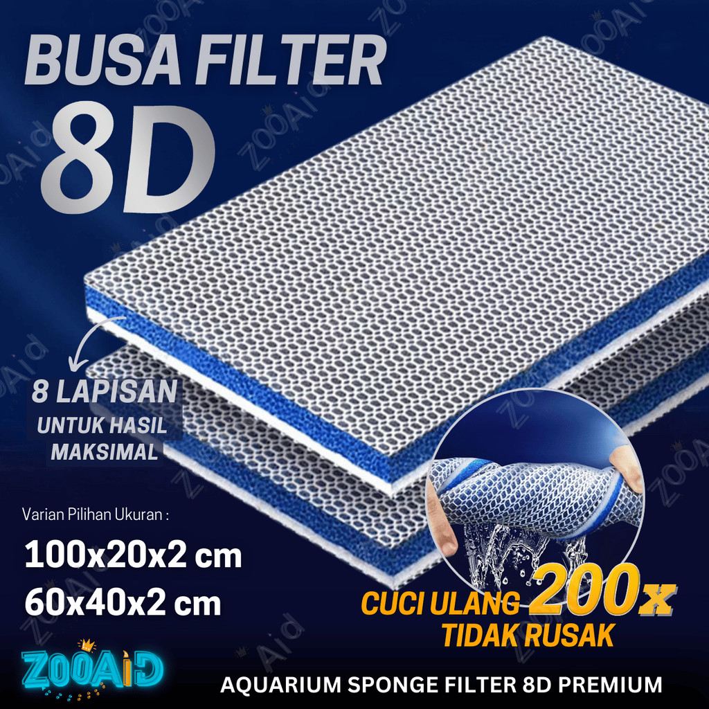 Sponge Busa Filter Akuarium 8D Kapas Honeycomb Nano Premium Bio Media Spon Aquarium Kolam Ikan