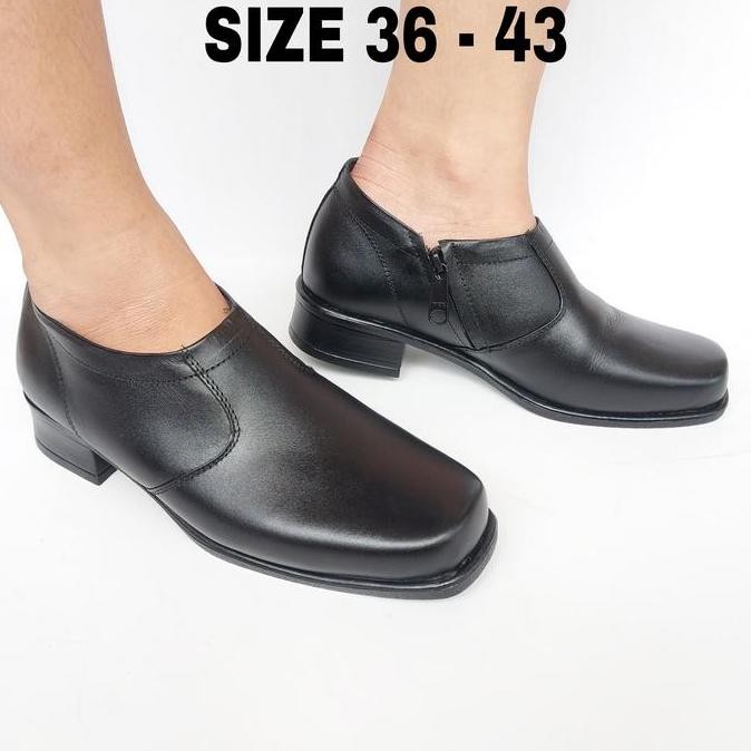 Sepatu Kerja Wanita Heels 3 Cm Kulit Asli Shoes Hitam