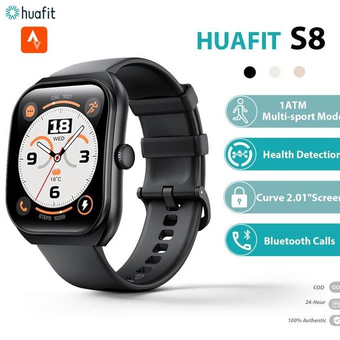 Promo PriceHuafit&Aolon S8 Curve Smartwatch New | 1 Atm Waterproof | Exercise Pace | Bluetooth Call 