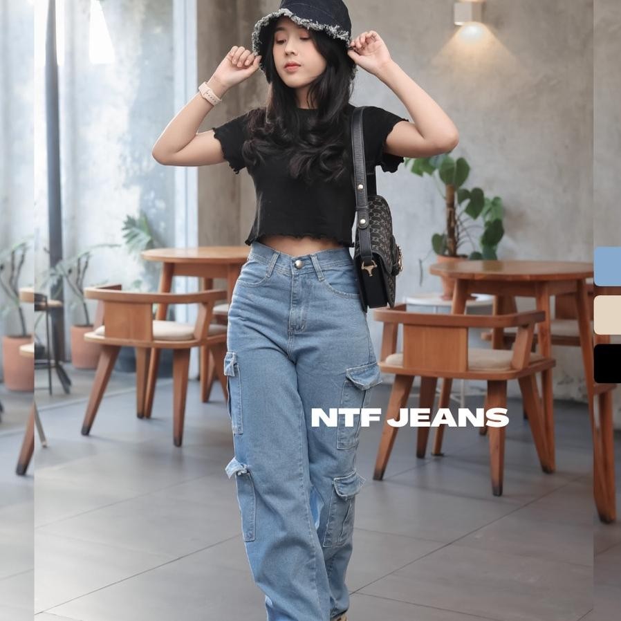 Celana Ntf Cargo Loose Jeans Unisex