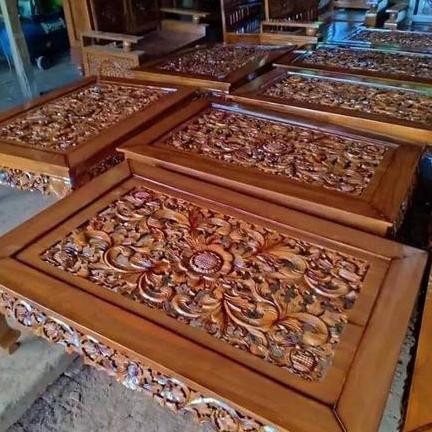 Meja lesehan meja ketapang ukir kayu jati ukiran meja tamu meja kerja