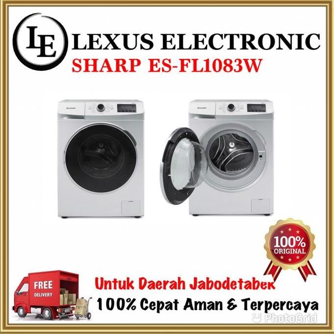 SHARP MESIN CUCI FRONT LOADING 8.5KG | ES-FL1083W | ES FL1083W