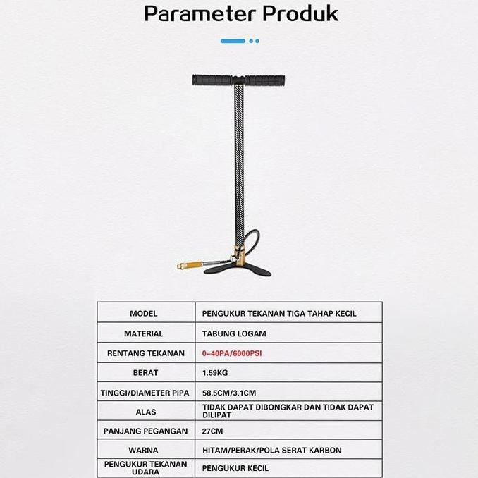 Pompa Angin 6000 Psi Premium - Model Sniper Kaki/Lipat Kupu & Barracuda, Stainless Steel, Portable 4