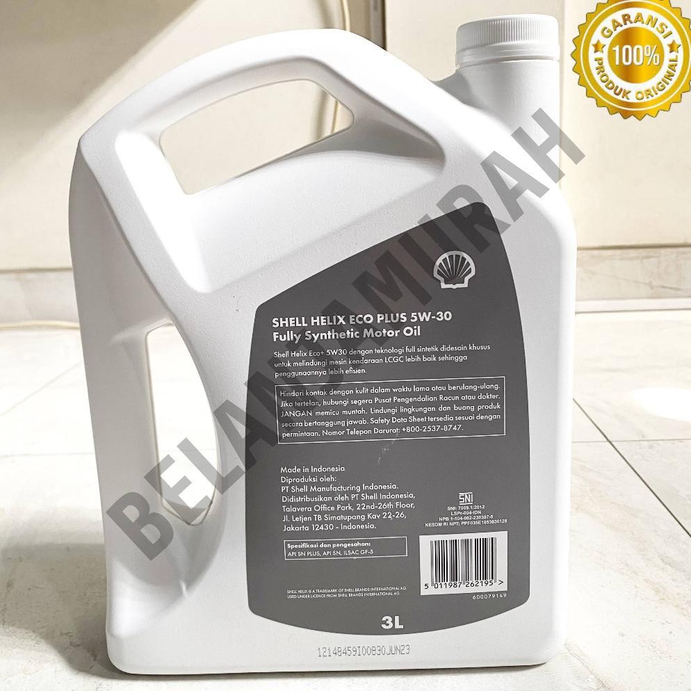 Fue-K5X20 Oli Mesin Mobil Lcgc Shell Eco Plus 5W-30 Api Sn Plus 3L / Galon Asli 100% -98