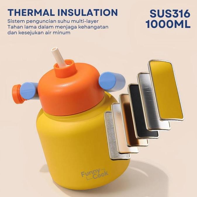 

[ Guud Store] Beli 1 Dapet 2 Tumbler Gemoy 1000Ml Stainless Steel Sus 316 Vacuum Botol Tahan Panas Dan Dingin Multifungsi Free Gantungan Dan Pembersih Allshop