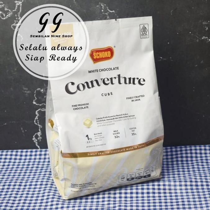 

SCHOKO CUBE WHITE Chocolate COUVERTURE 1 KG FINE PREMIUM Cokelat Coklat PUTIH KOVERTUR