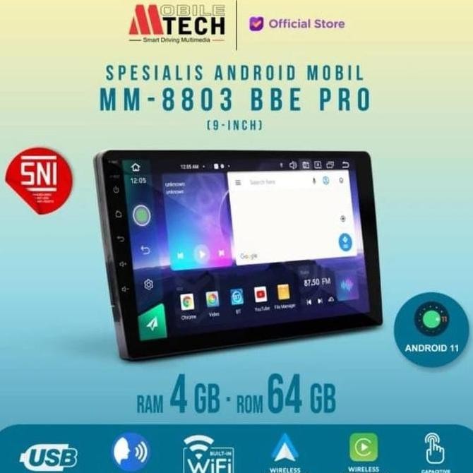 '' Headunit Android Mtech Carplay 9 Inch Mm 8803 Bbe Pro Ram 4/64 ''
