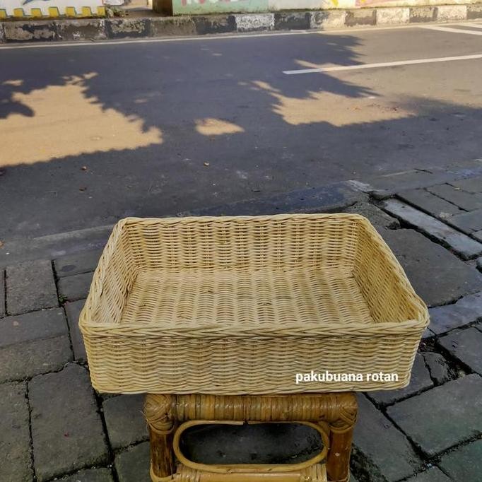 Keranjang rotan serbaguna 40 x 30 x 10 cm - Nampan anyaman rotan LC