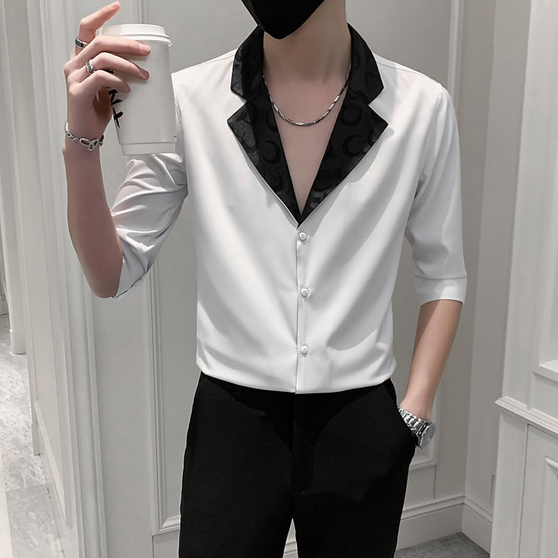 Kemeja Lengan Setengah Kasual Serbaguna Fashion Baru untuk Pria