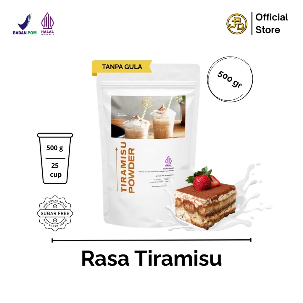 

JBD Premium Tiramisu Powder Bubuk Minuman Rasa Tiramisu Milkshake 500gram BPOM Halal
