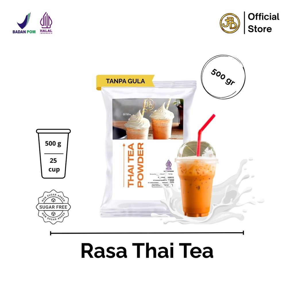 

JBD Premium Thai Tea Powder Bubuk Minuman Rasa Thai Tea Milkshake 500gram BPOM Halal