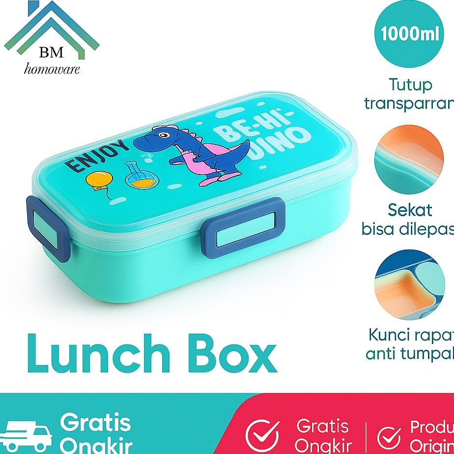 Kotak Makan Kter Lucu Untuk Anak 700Ml Lunch Box Motif Astronot Unicorn Dino
