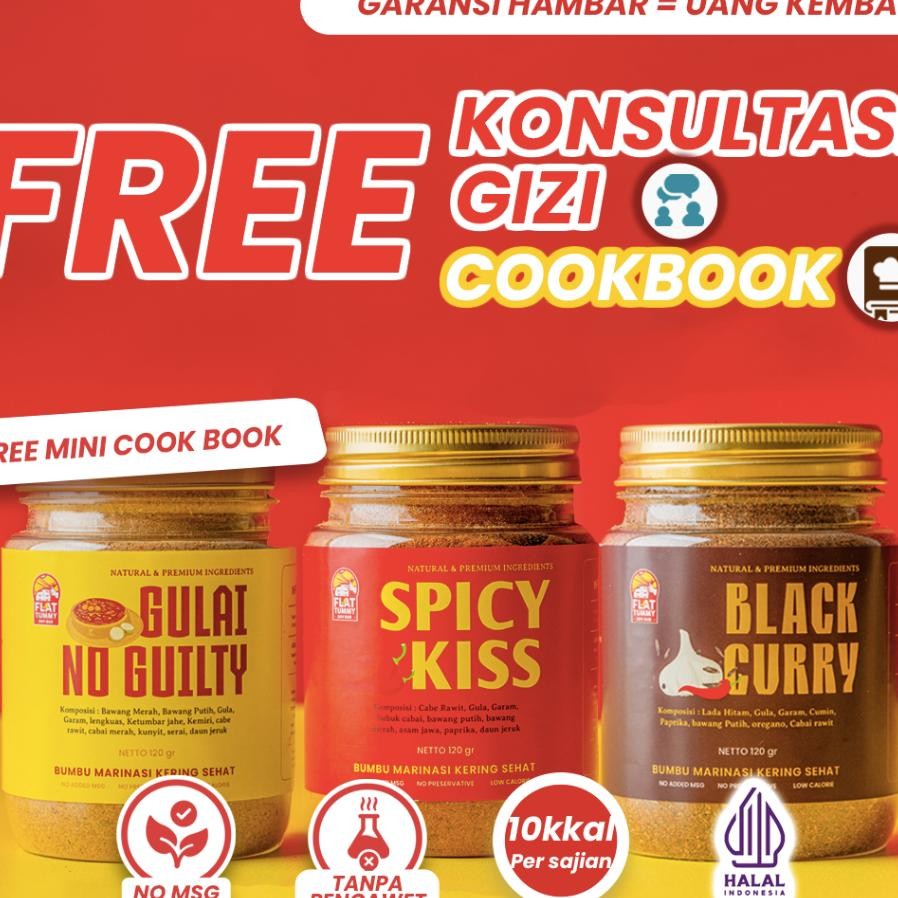 

Flat Tummy Paket 3 Bundle Bumbu Marinasi Kering Rendah Kal Healthy Dry Rub Ayam Serbaguna