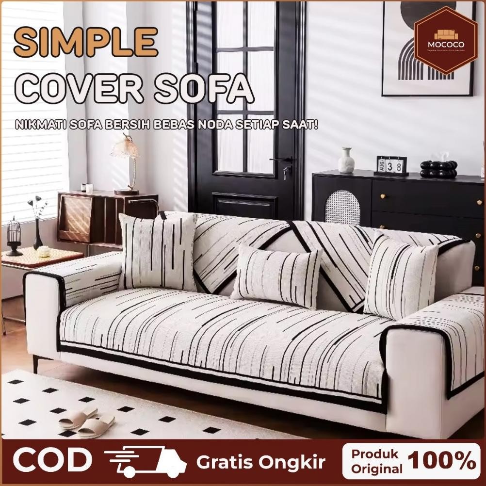 Mococo Sarung Alas Sofa Ruang Tamu Chennile Cover Penutup Sofa Sudut 1 2 3 4 L Seater Decoration
