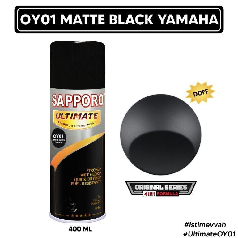 READY STOK OY01 Matte Black Yamaha Sapporo Ultimate 400ml Cat Semprot Pylox Pilok Pylok Siap kirim