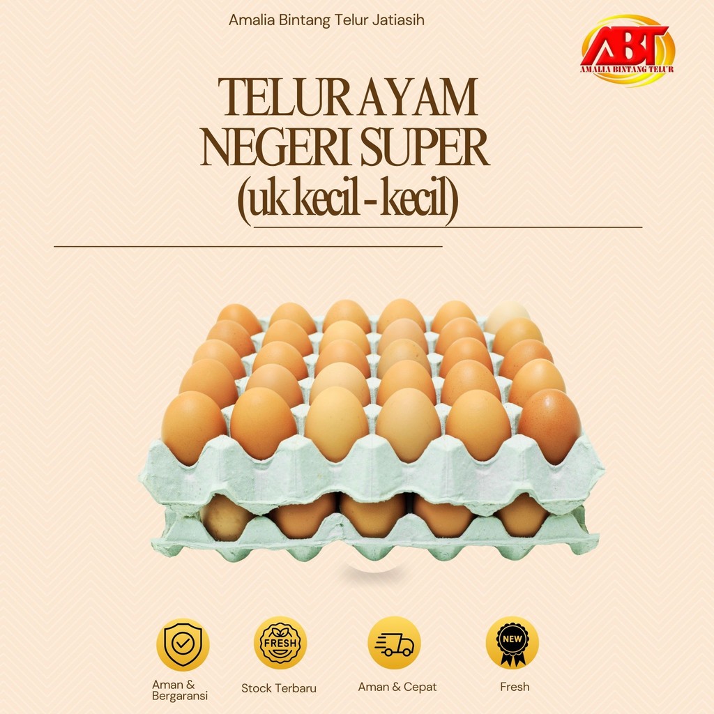 

ABT JATIASIH - Telur Ayam Negeri Super Ukuran Kecil isi 20 butir per kg Lezat dan Bergizi (FRESH-CEPAT-BERGARANSI)