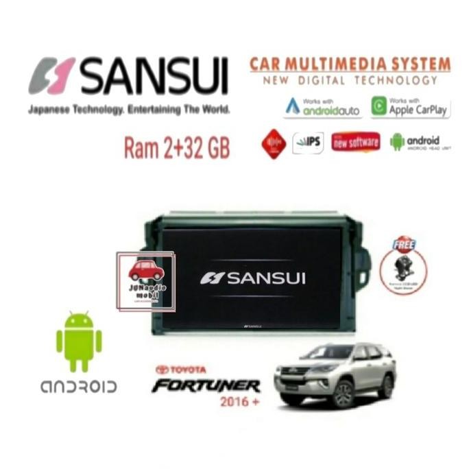 * Head Unit Android Sansui 9 Inch Oem Fortuner Vrz 2016 Up + Kamera *