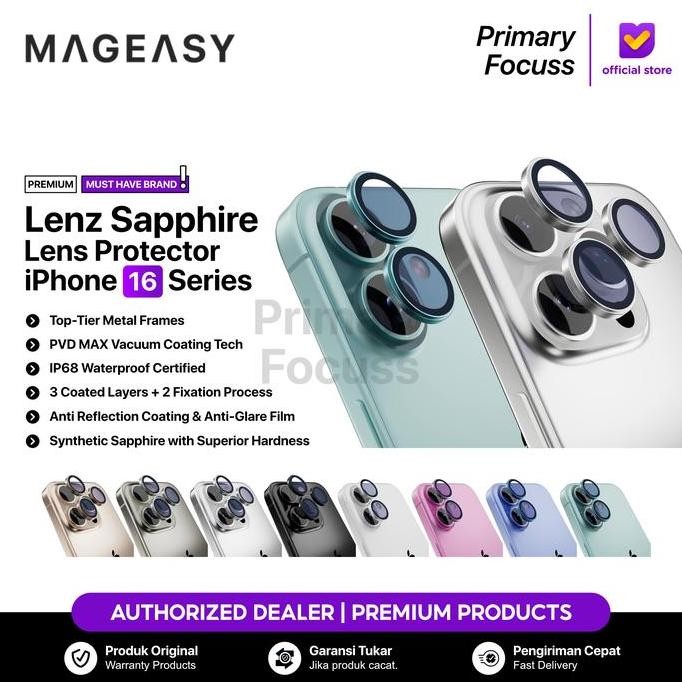 [ARRA] MAGEASY LENS PROTECTOR IPHONE 16 PRO MAX 16 PLUS MAGEASY LENZ SAPPHIRE CAMERA RING GUARD TITA
