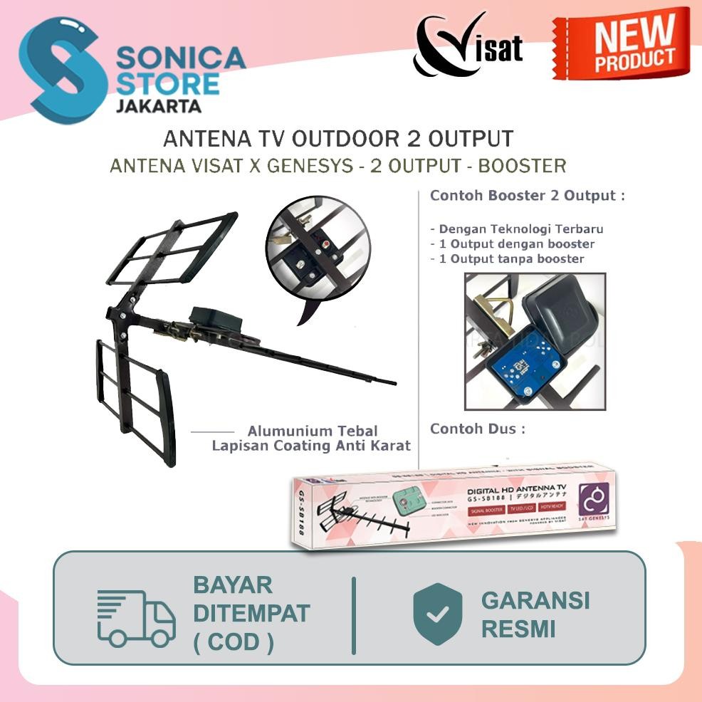 Antena TV Outdoor Digital Genesys X Visat GS-SB188 Output Dual TV + Booster