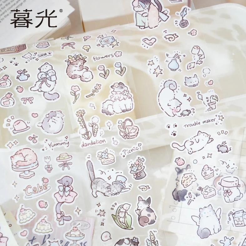 

Kitten Synthetic Paper Flash Film Die Cutting Tape Cartoon Cute Children Gooka Decorative Sticker