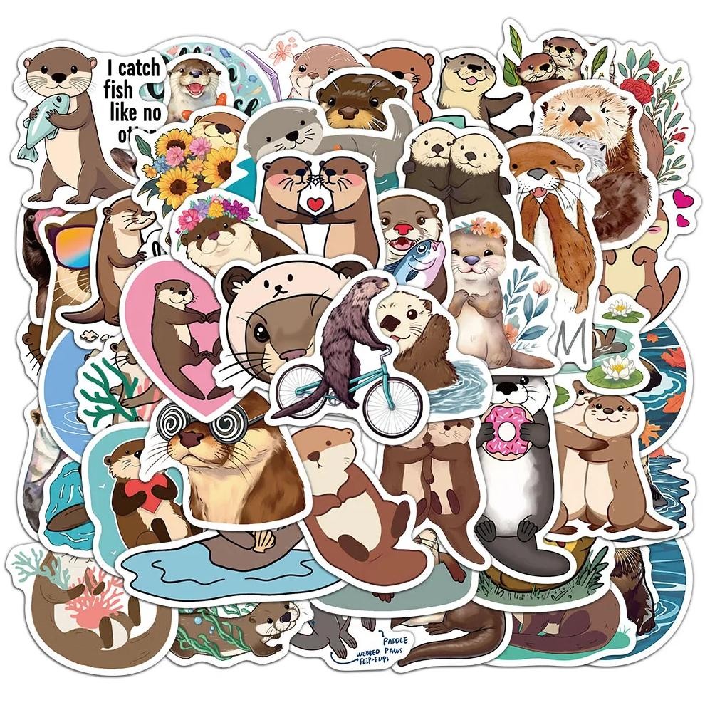 

50Pcs Otter Stickers Exquisite Cute Animal Account Material Phone Case Laptop Luggage Bottle Waterproof Stickers