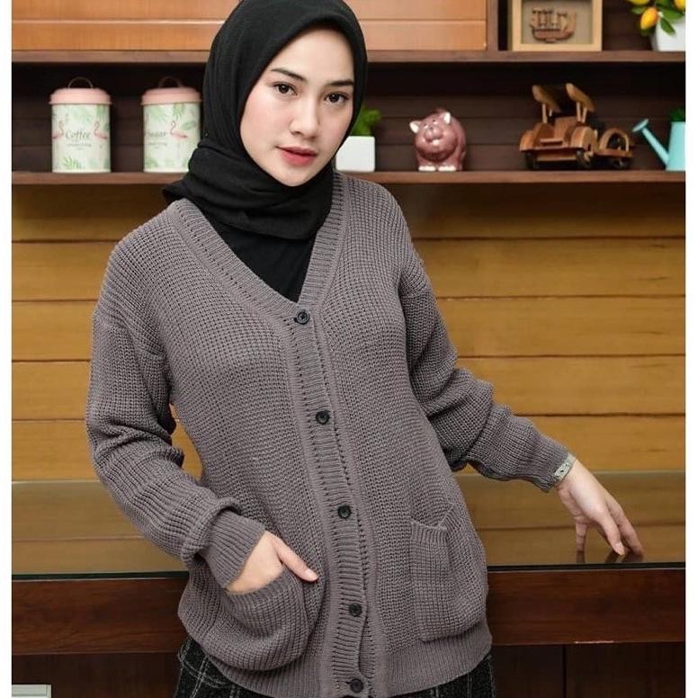 Merissa Outer Cardigan Rajut  Cardigan Rajut Kancing Saku Outer Merisa Knit