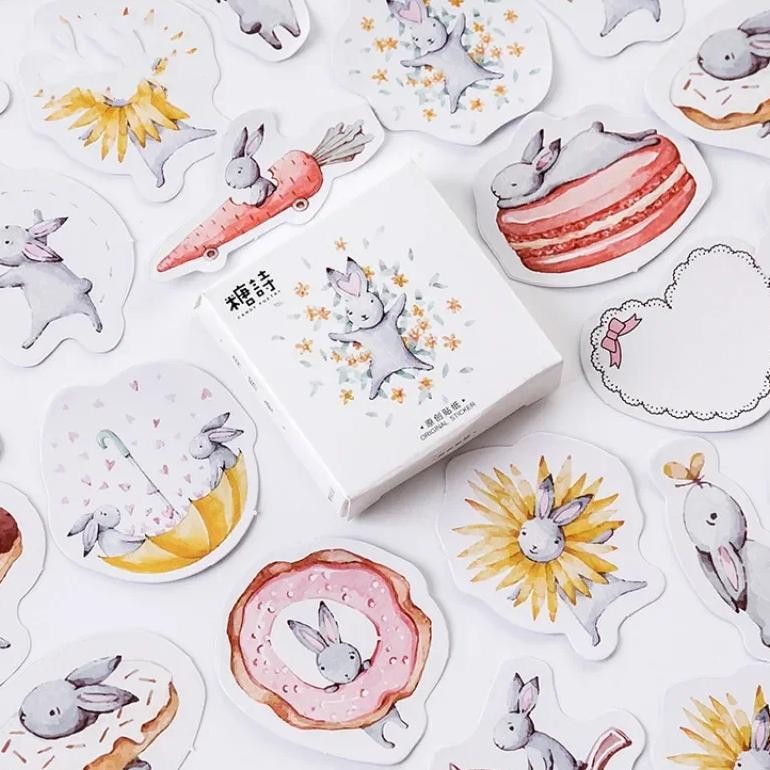 

Mohamm Month Hare Cute Diary Paper Mini Small Kawaii Decor Planner Stickers Scrapbooking Flakes Stationery