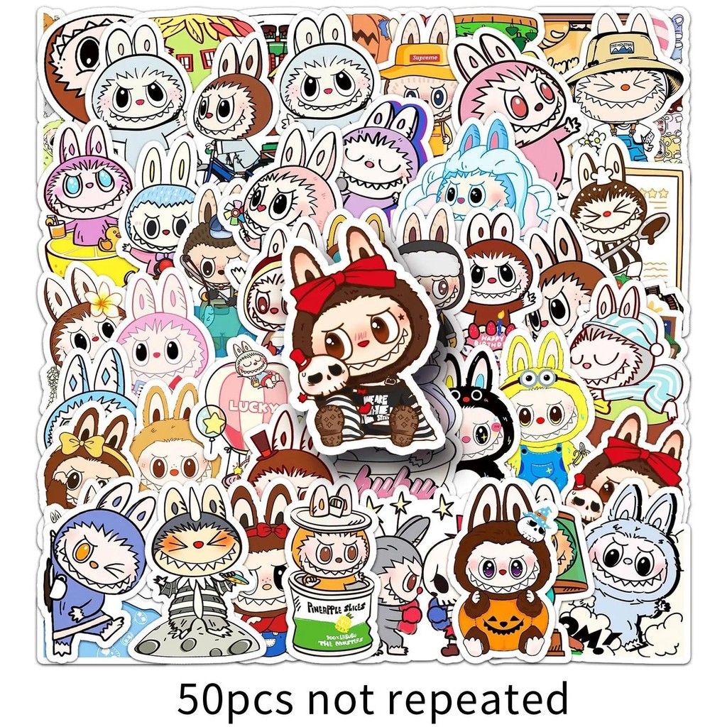 

@@50Pcs Anime Labubu Cute Monster Cartoon Stickers Diy Luggage Laptop Phone Guitar Car Bike Skateboard Decals Toy @