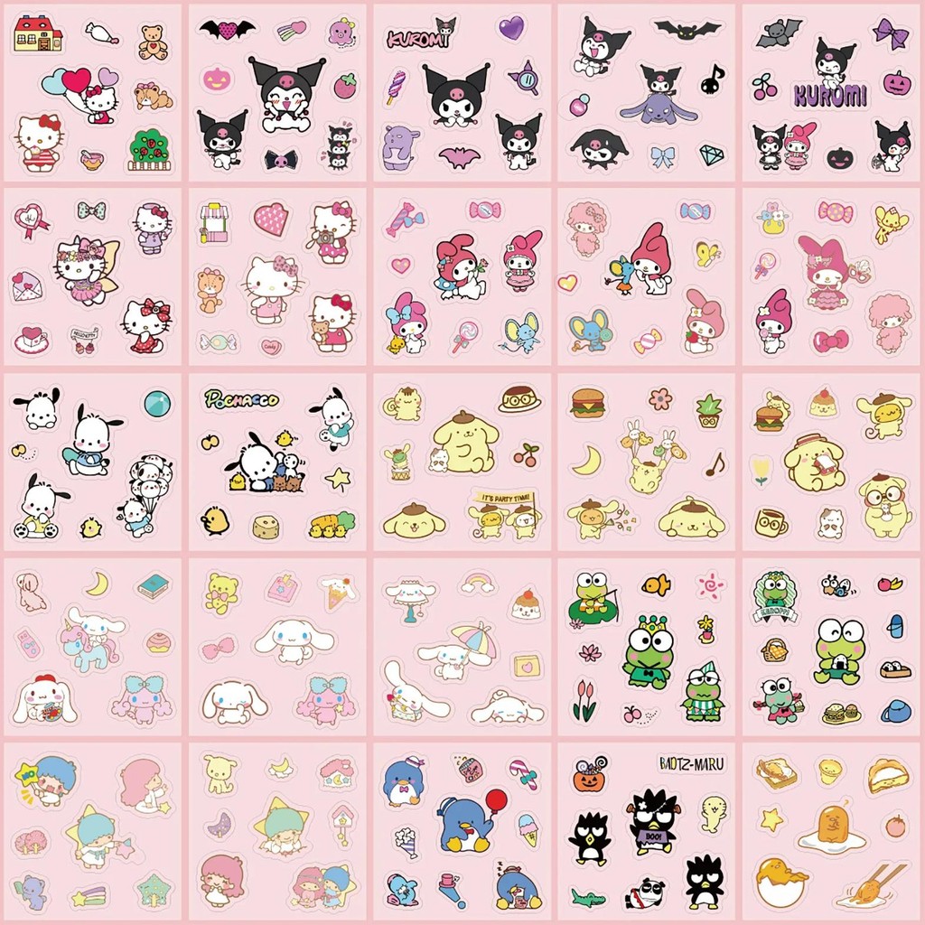 

25/50 Sheets Cute Hello Kitty My Melody Sanrio Cartoon Stickers Phone Water Bottles Tablets Stationery Children Stickers