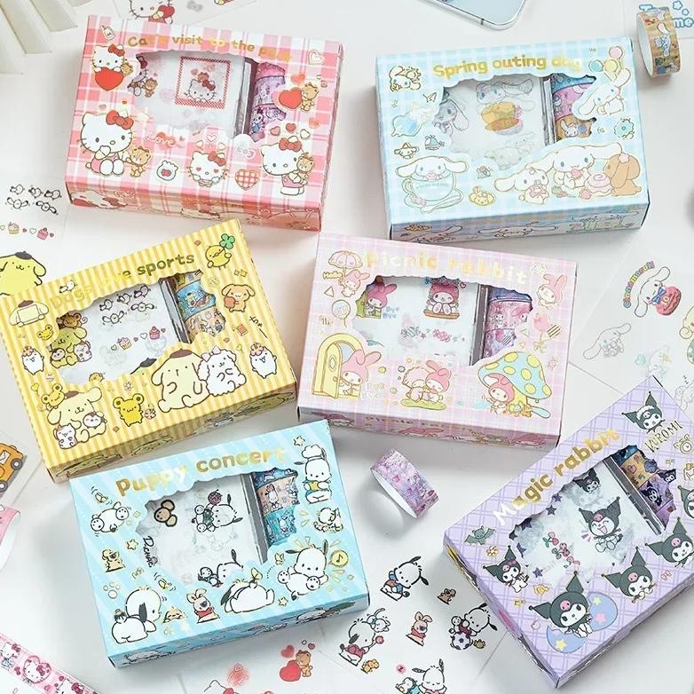 

Sanrio Sticker Roll Gift Box Cute Hello Kitty Cinnamoroll Kuromi My Melody Pompompurin Hand Acount Tape Stickers Decal Kids Toys