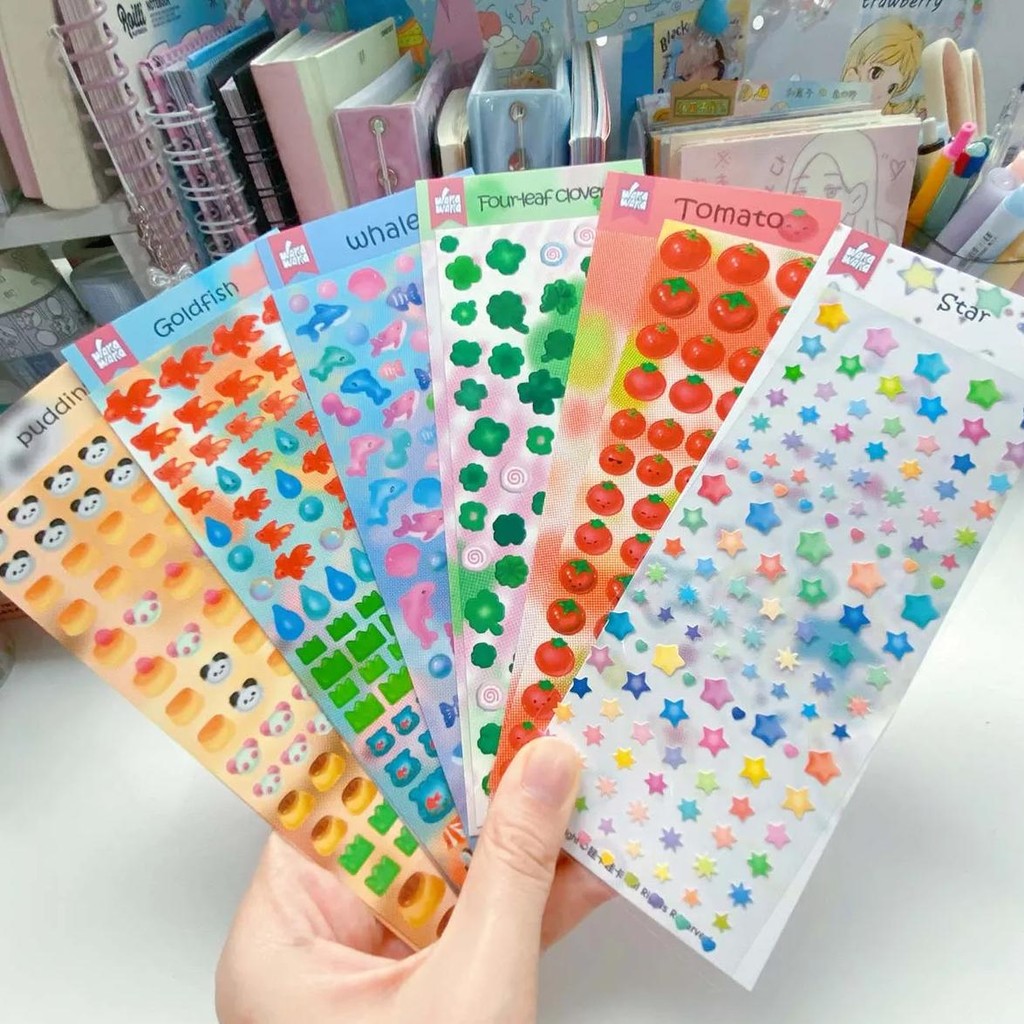 

Cute Tomato Stickers Four-Leaf Clover Deco Stickers For Scrapbooking Pudding Panda Diy Phone Laptop Decal Sticker