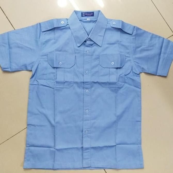 KEMEJA POLOS SERAGAM POLOS BIRU MUDA PDH LENGAN PENDEK PRIA