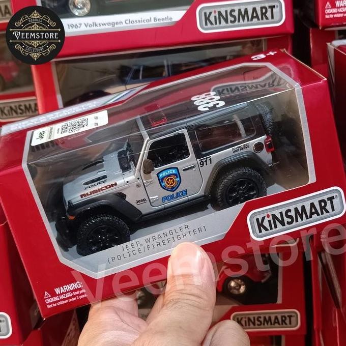 Die Cast 1:36 Jeep Wrangler Rubicon Police [Kinsmart] Buka Pintu Pullback