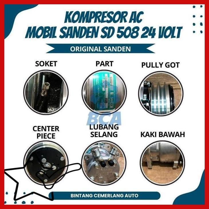 [TGA] KOMPRESOR AC MOBIL UNIVERSAL SANDEN 508 SD508 24VOLT 24V SANDEN ASLI