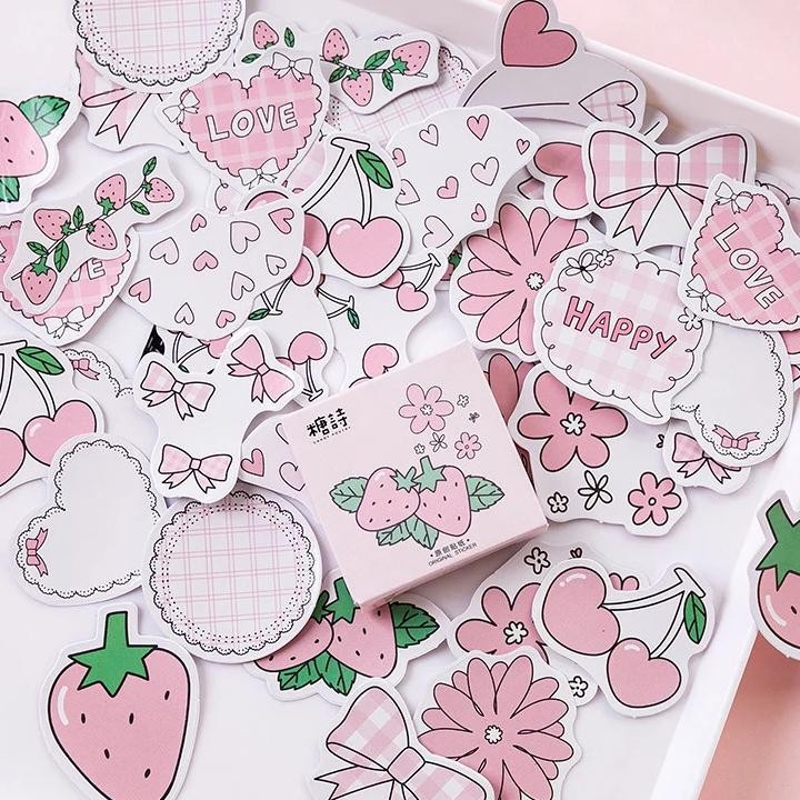 

Mohamm Strawberry Flavor Series Cute Boxed Kawaii Stickers Planner Scrapbooking Stationery Japanese Diary Stickers