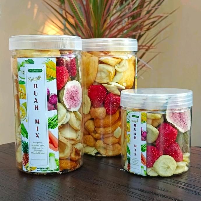 

JH8 Mix Fruits Chips In Jar Premium - Dengan Buah Tin & Strawberry - Buah mix Buah Tin dan Strawberry Kemasan Toples