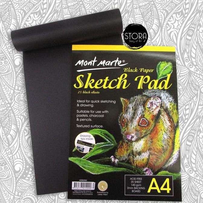 

Sale Mont Marte Black Paper Sketch Pad Book - A4