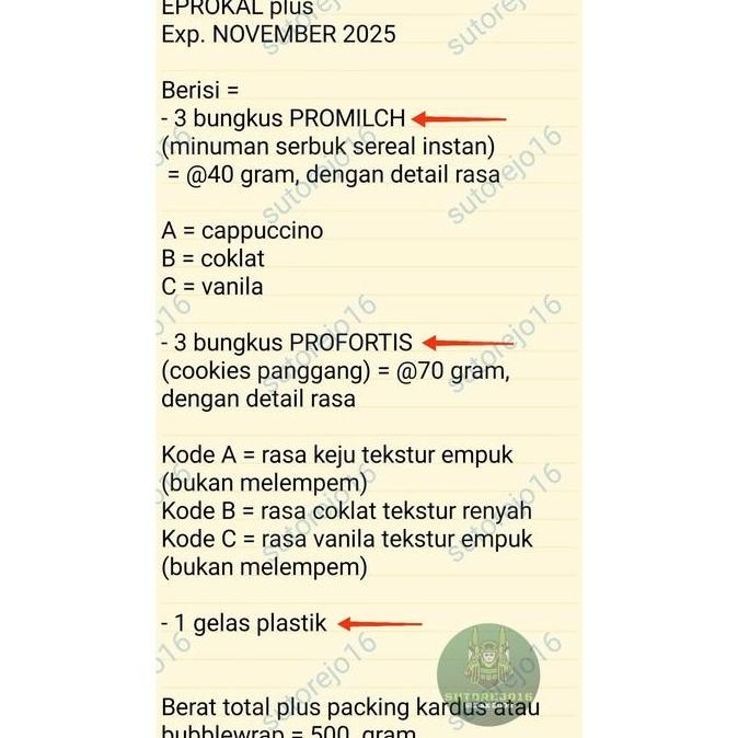 

JH8 paket ransum eprokal probar imukal biskuit dan minuman sereal tni