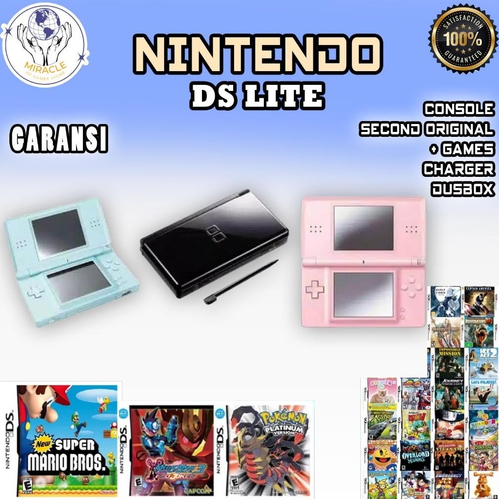 NEW NINTENDO DUAL SCREEN (NDS) SECOND ORIGINAL DS LITE / DSi / DSi LL - GARANSI 1 BULAN - 4Gb / 8Gb 
