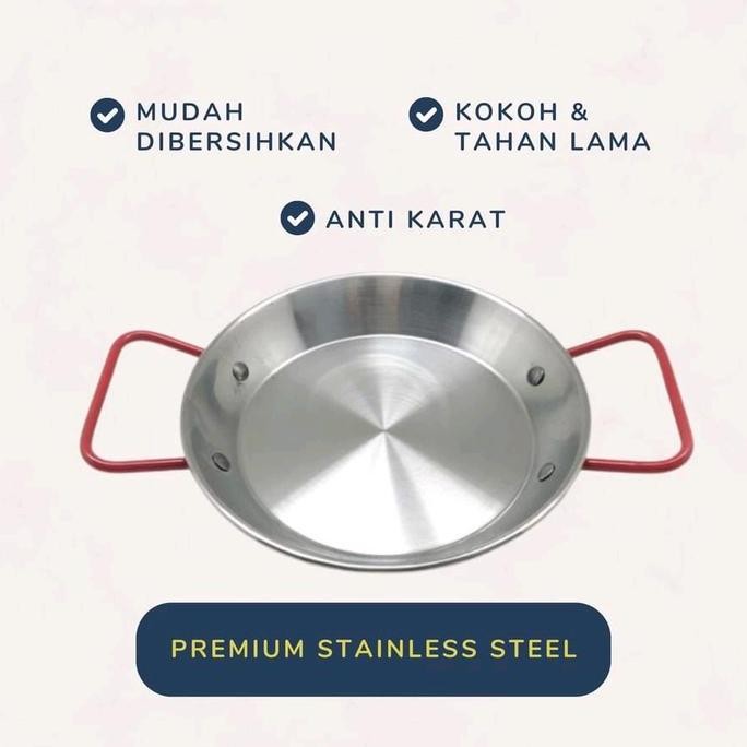 Murah Paella Pan Wajan Datar Pan Datar Korea Stainless Steel