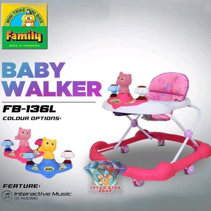 Family Baby Walker Fb 136L Alat Bantu Jalan Bayi Roda Musik & Lampu Kids Murah