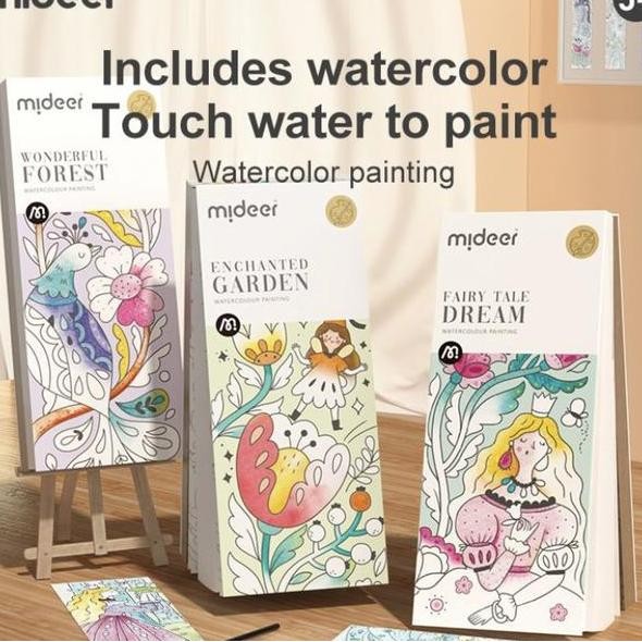 

Mideer Watercolor Painting Book Colouring Buku Cat Air Mewarnai Anak
