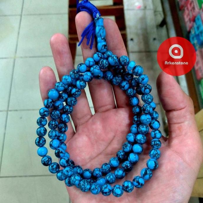 TERBARU Tasbih Batu Asli Pirus Biru 99 Butir