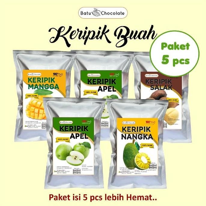 

Paket isi 5 Keripik Buah - Keripik Nangka Apel Mangga Salak
